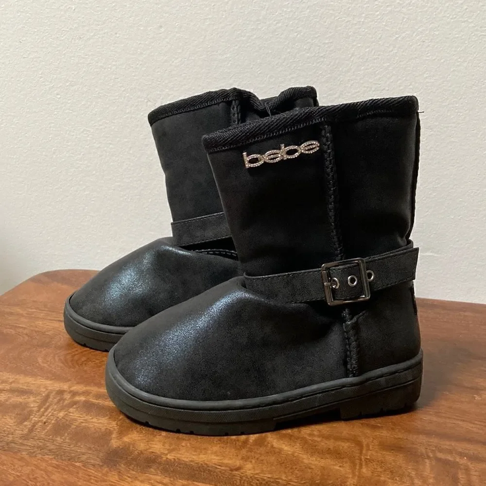 𝅺Bebe Winter Black Boots Size 12 Girls New